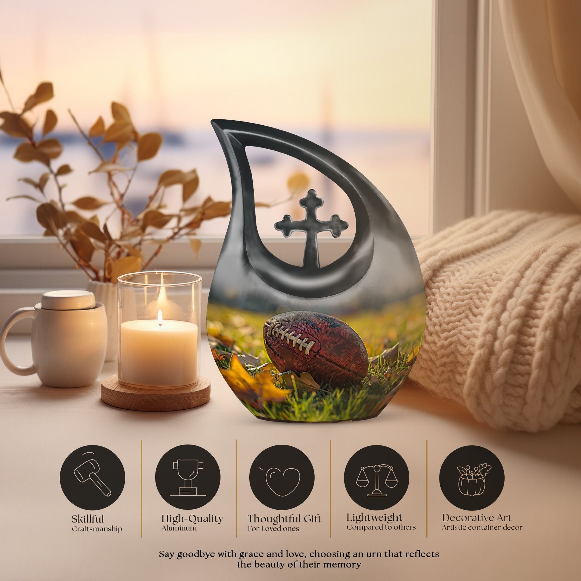 10-inch Aluminium Football Urn 