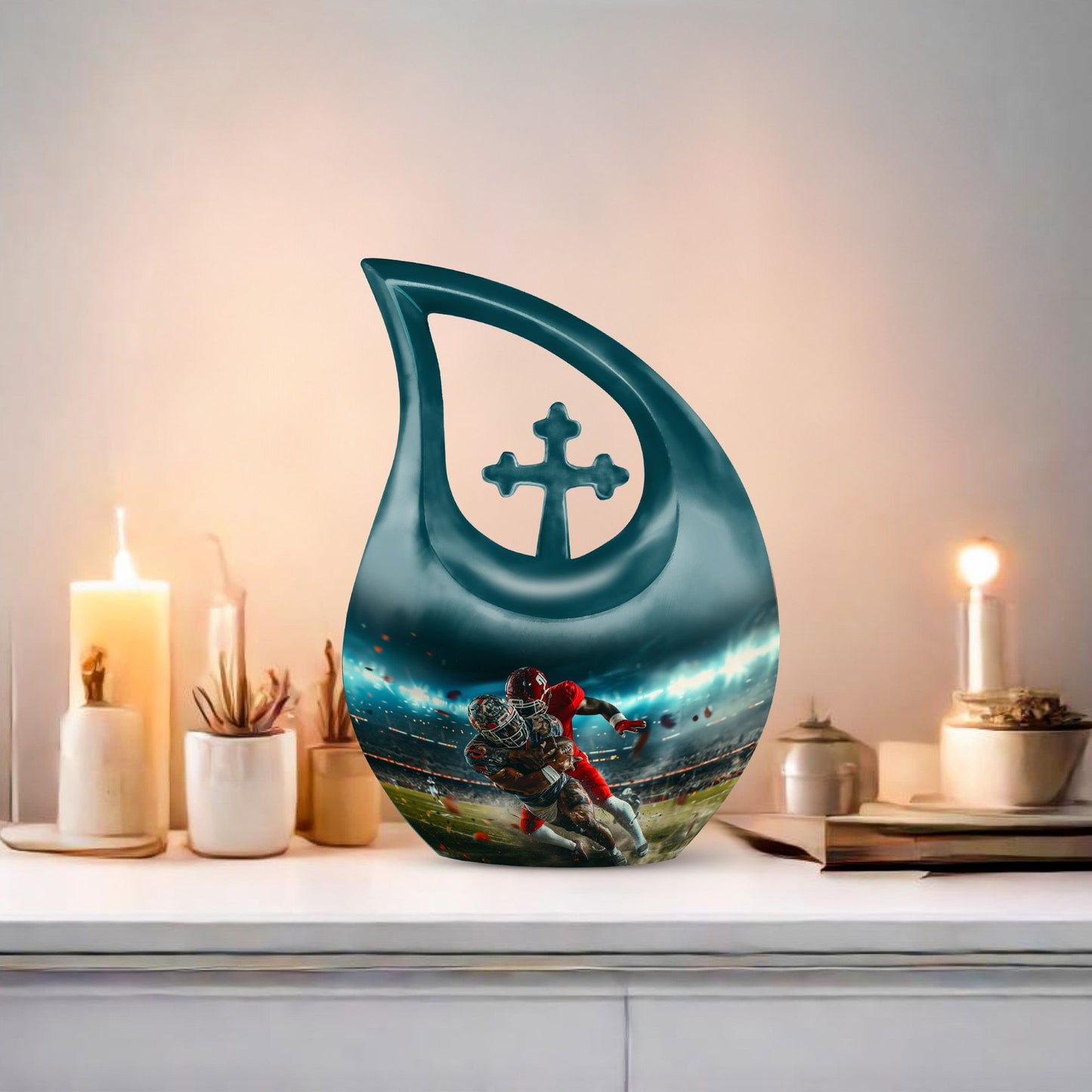 10 inch Football-themed Modern Urn 