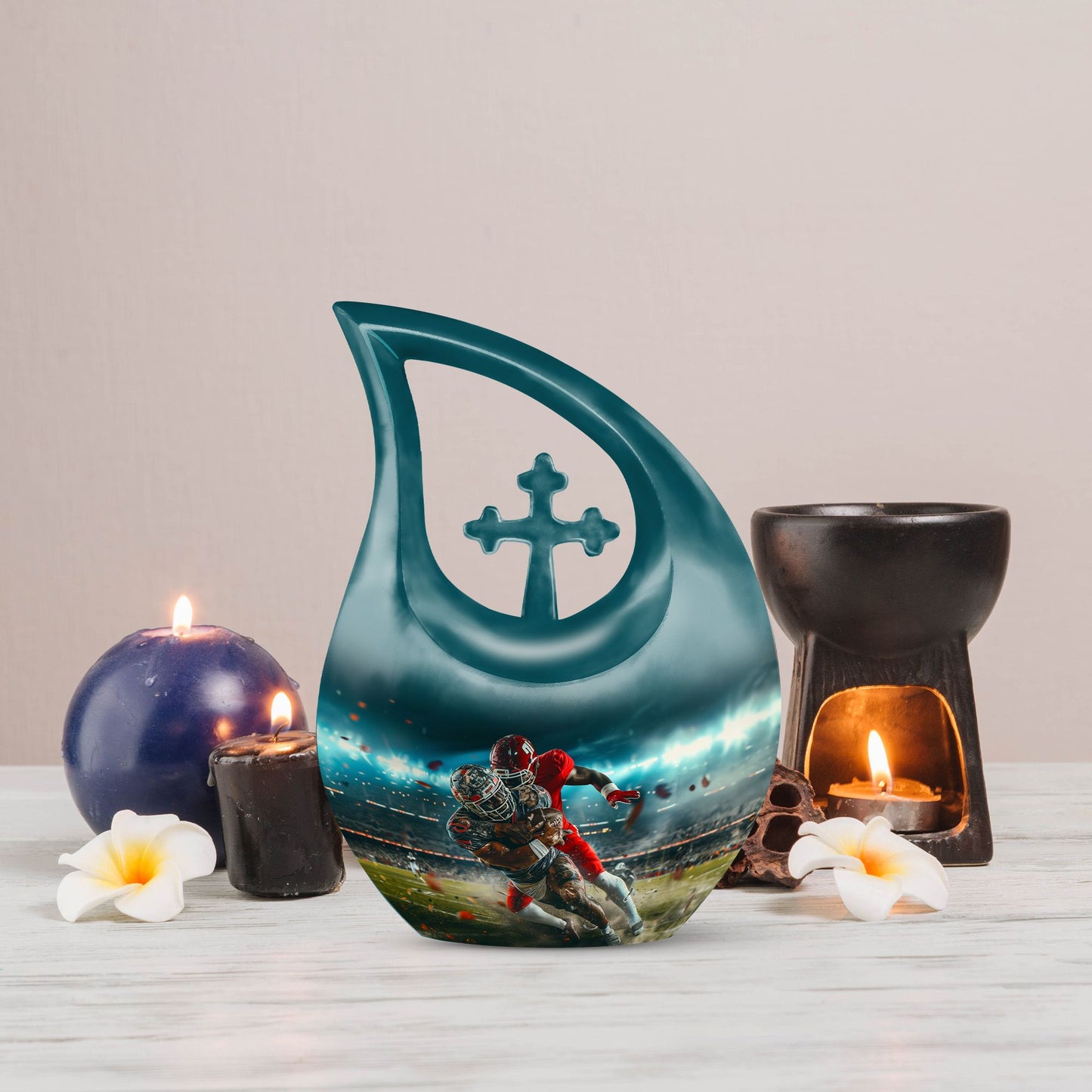 10 inch Football-themed Modern Urn 