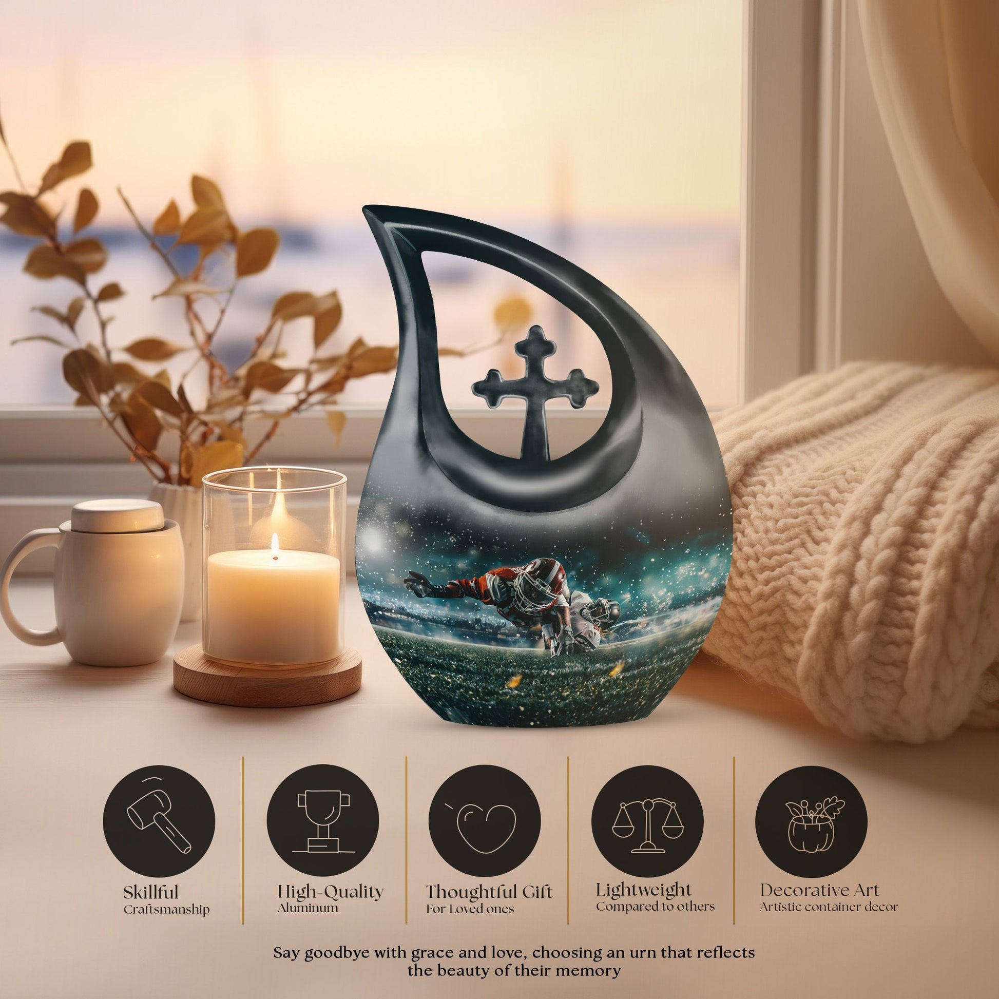 10-inch Football Themed Custom Mom Urn