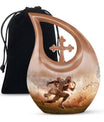 10-inch Football Themed Cross Drop Memorial Urn, 