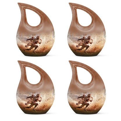 10-inch Football Themed Cross Drop Memorial Urn, 