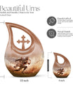 10-inch Football Themed Cross Drop Memorial Urn, 