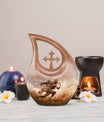 10-inch Football Themed Cross Drop Memorial Urn, 