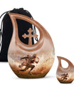 10-inch Football Themed Cross Drop Memorial Urn, 