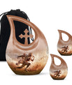 10-inch Football Themed Cross Drop Memorial Urn, 