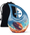 10-inch Cross Drop Football Urn, Large Memorial Urn 