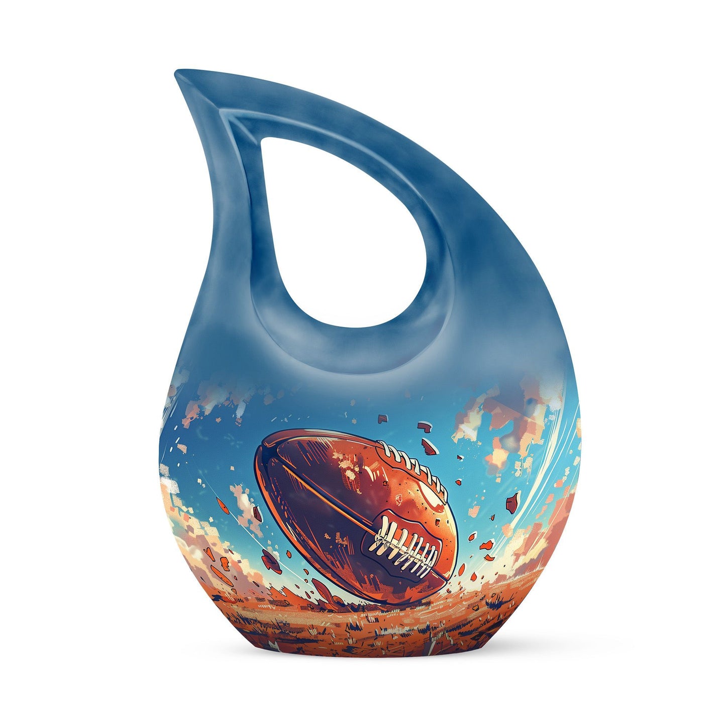 10-inch Cross Drop Football Urn, Large Memorial Urn 