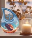 10-inch Cross Drop Football Urn, Large Memorial Urn 