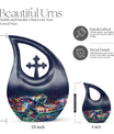 10-inch Football themed Cross Drop Aluminium Funeral Urn