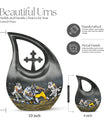 10 Inch, Aluminium Football-theme Cross Drop Urn