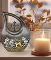 10 Inch, Aluminium Football-theme Cross Drop Urn