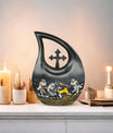 10 Inch, Aluminium Football-theme Cross Drop Urn