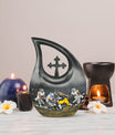 10 Inch, Aluminium Football-theme Cross Drop Urn