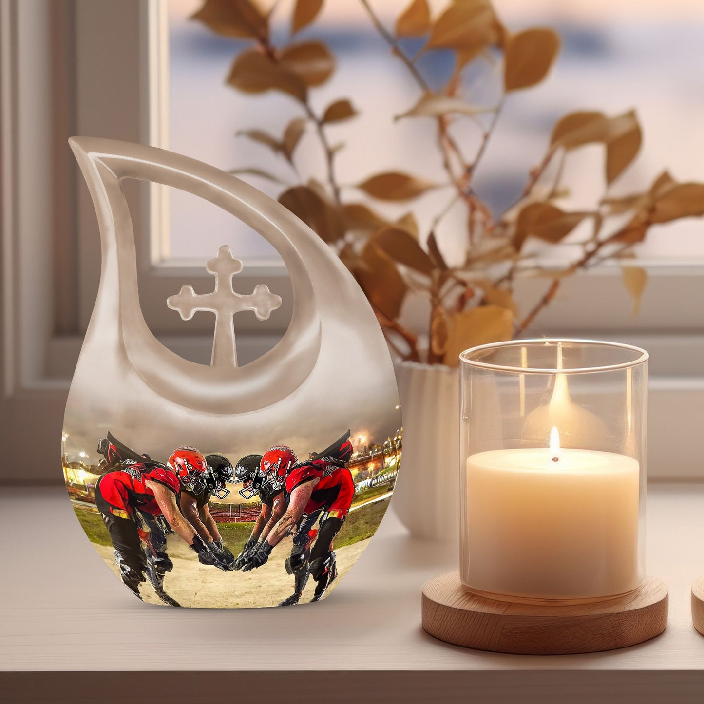 10-inch Stained Football Urn