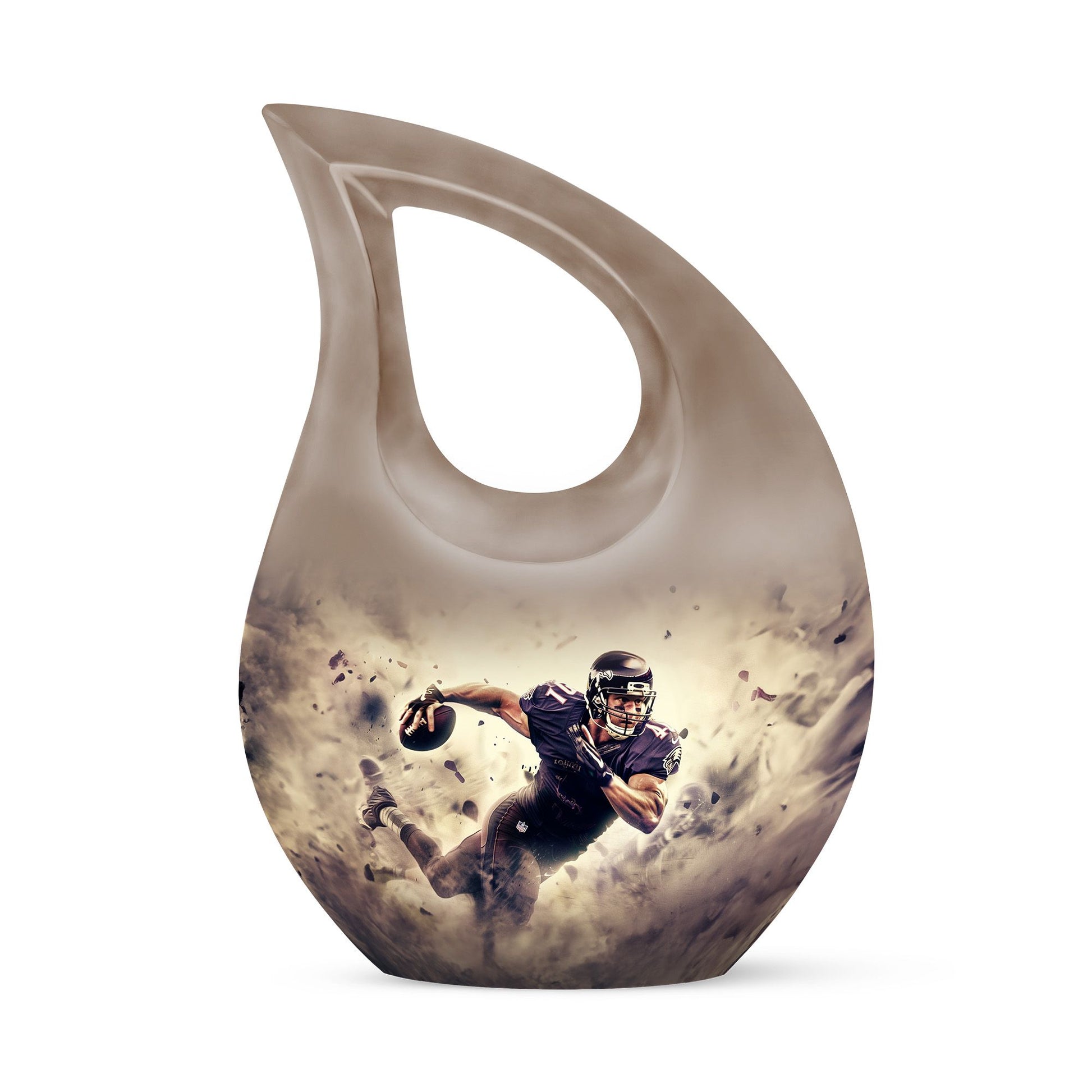 10-inch Football-themed Cross Drop Aluminium Companion Urn