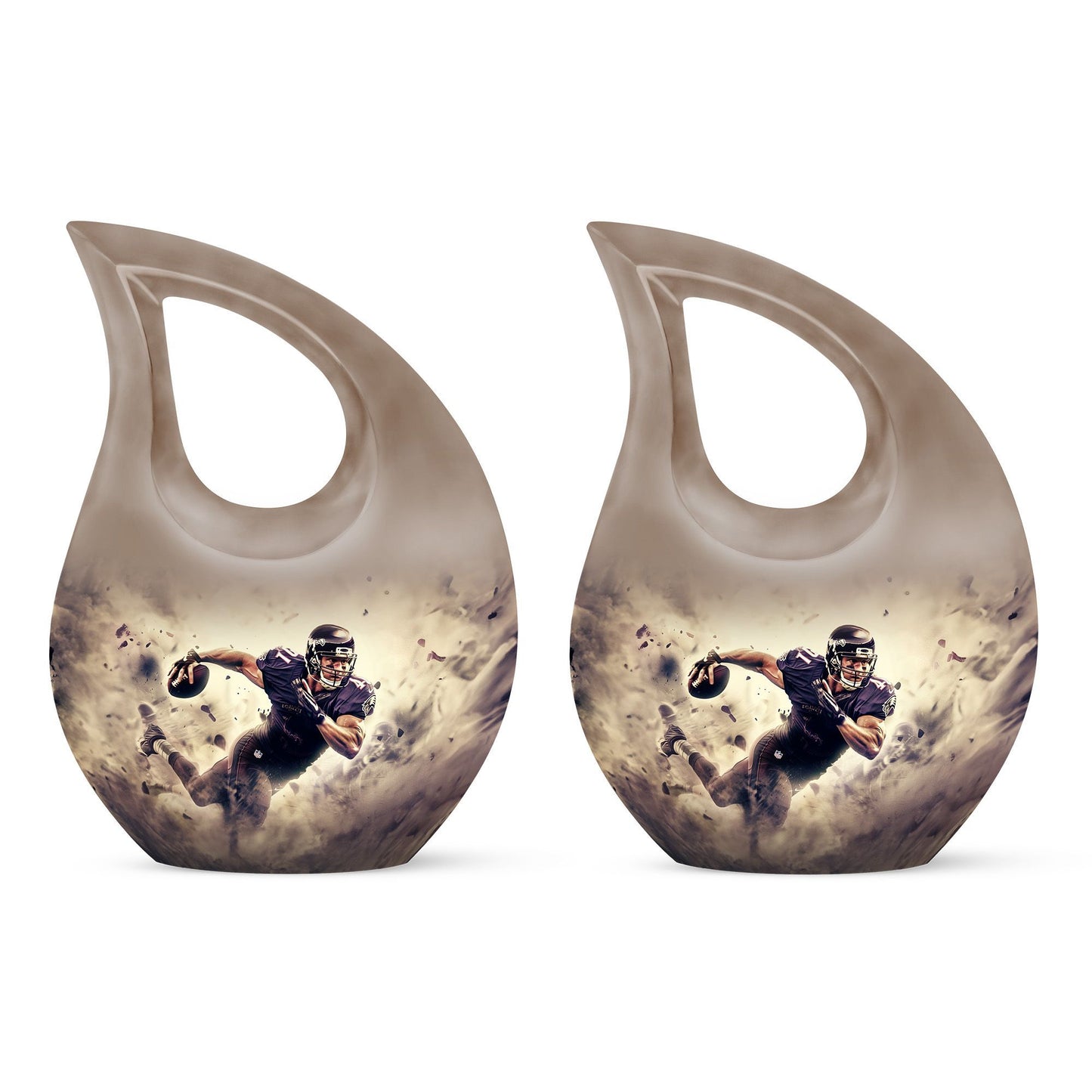 10-inch Football-themed Cross Drop Aluminium Companion Urn