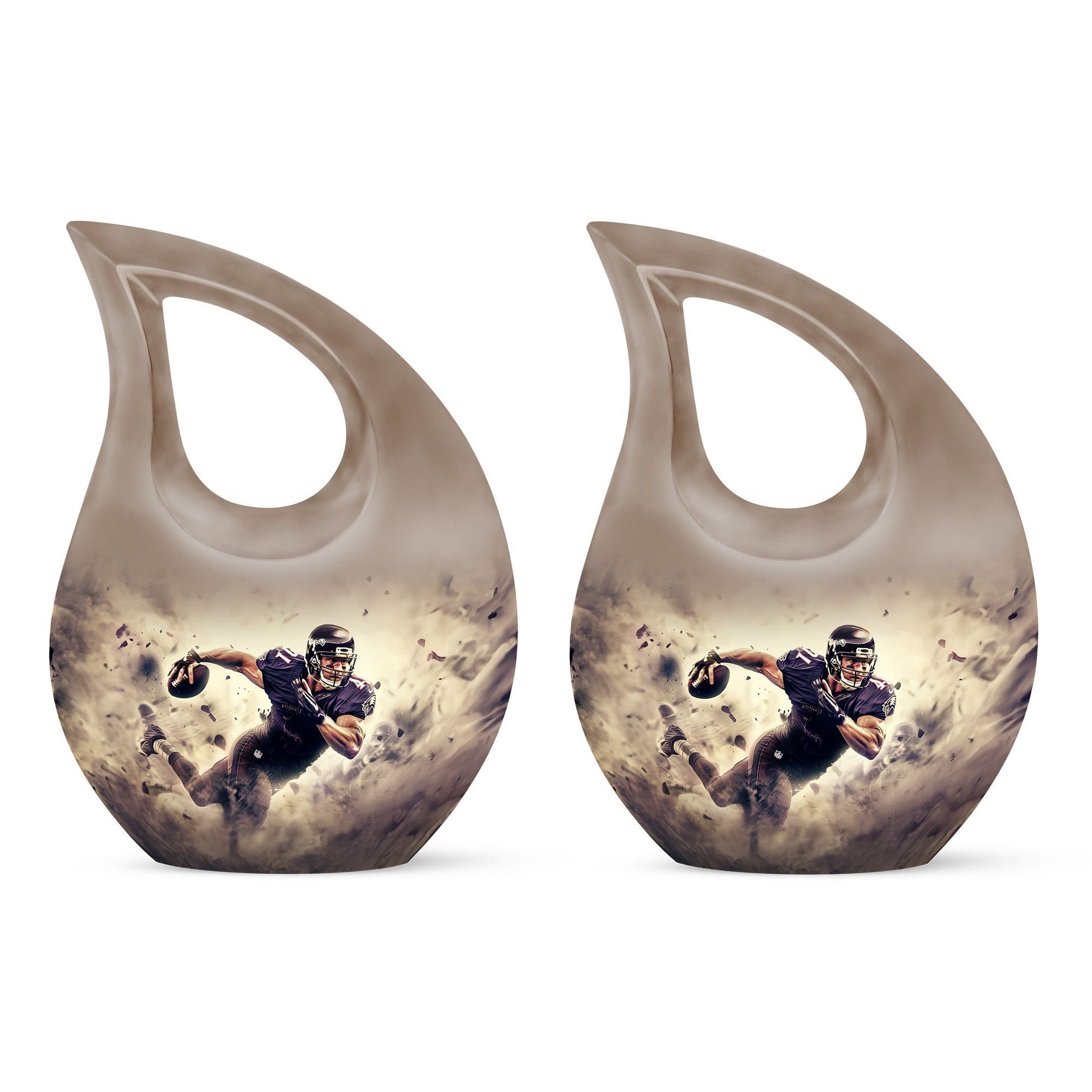 10-inch Football-themed Cross Drop Aluminium Companion Urn