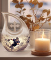 10-inch Football-themed Cross Drop Aluminium Companion Urn