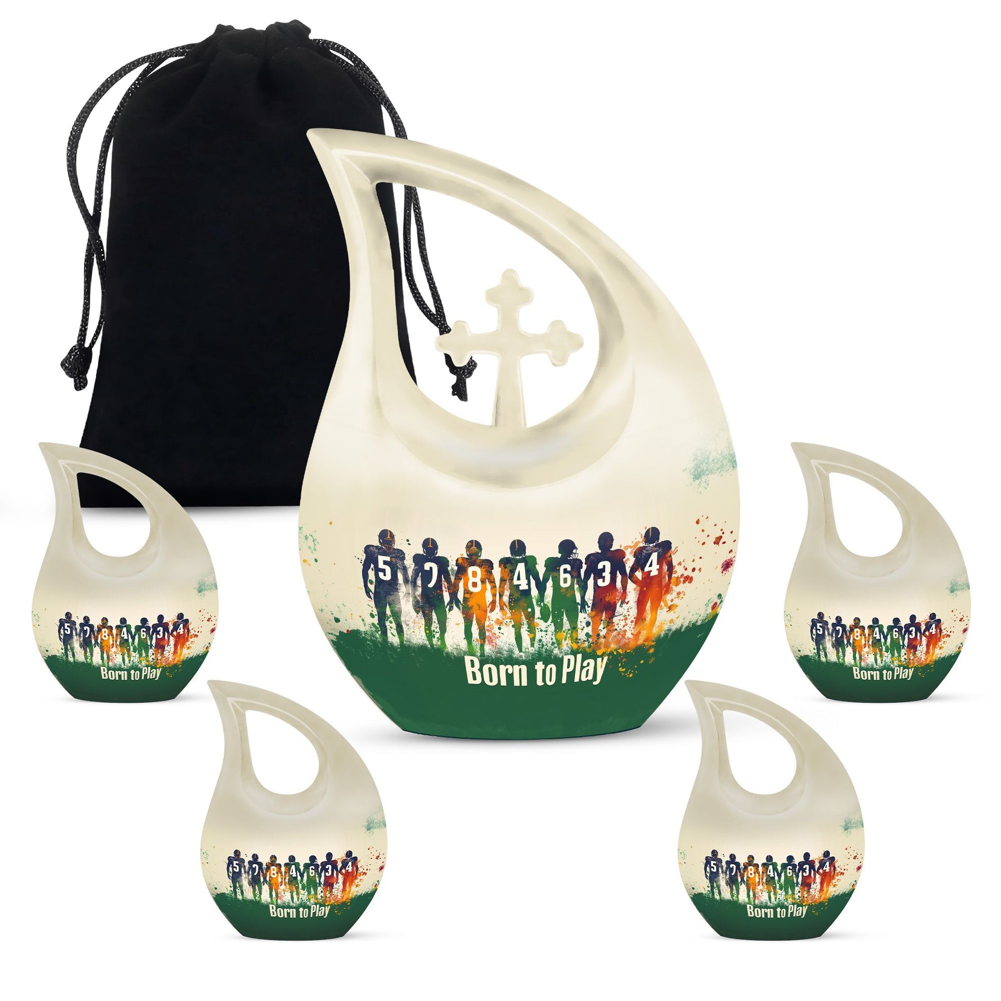 Football Themed Cross Drop Urn