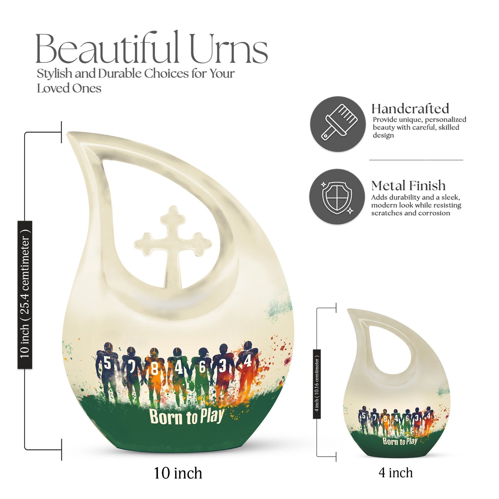 Football Themed Cross Drop Urn
