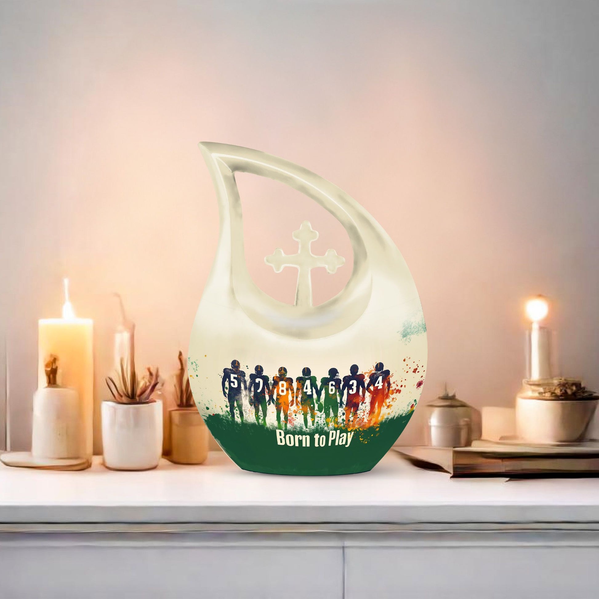 Football Themed Cross Drop Urn