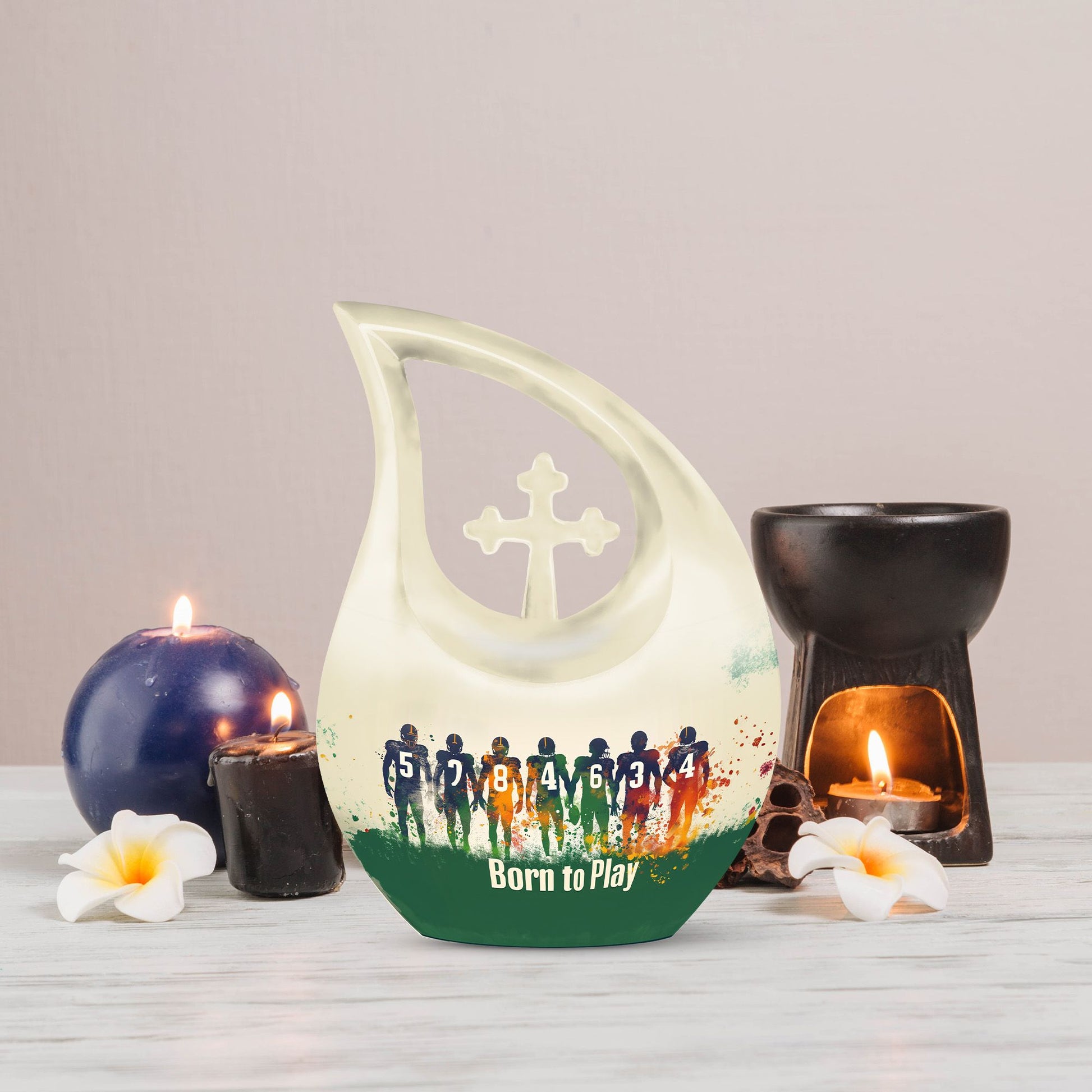 Football Themed Cross Drop Urn