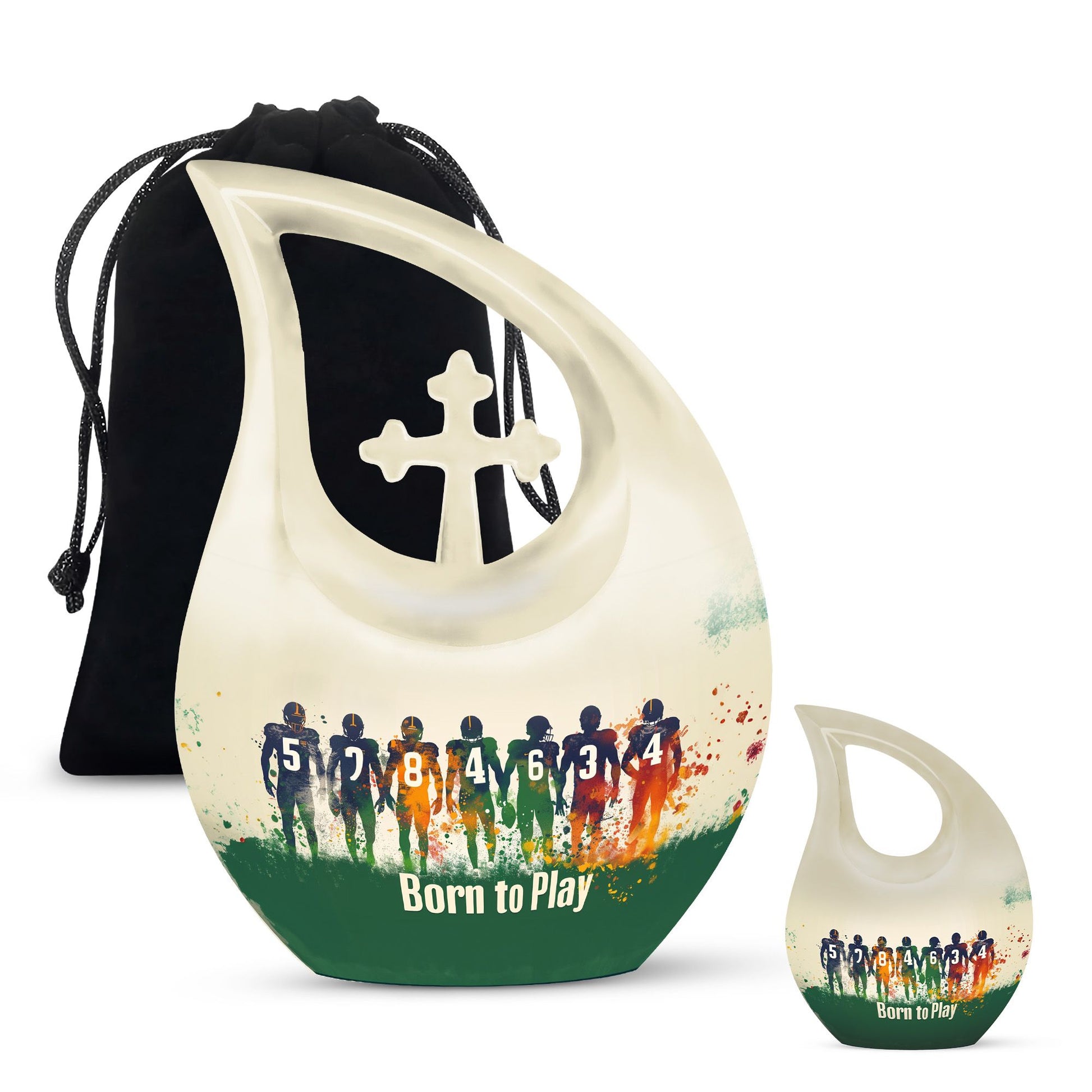 Football Themed Cross Drop Urn