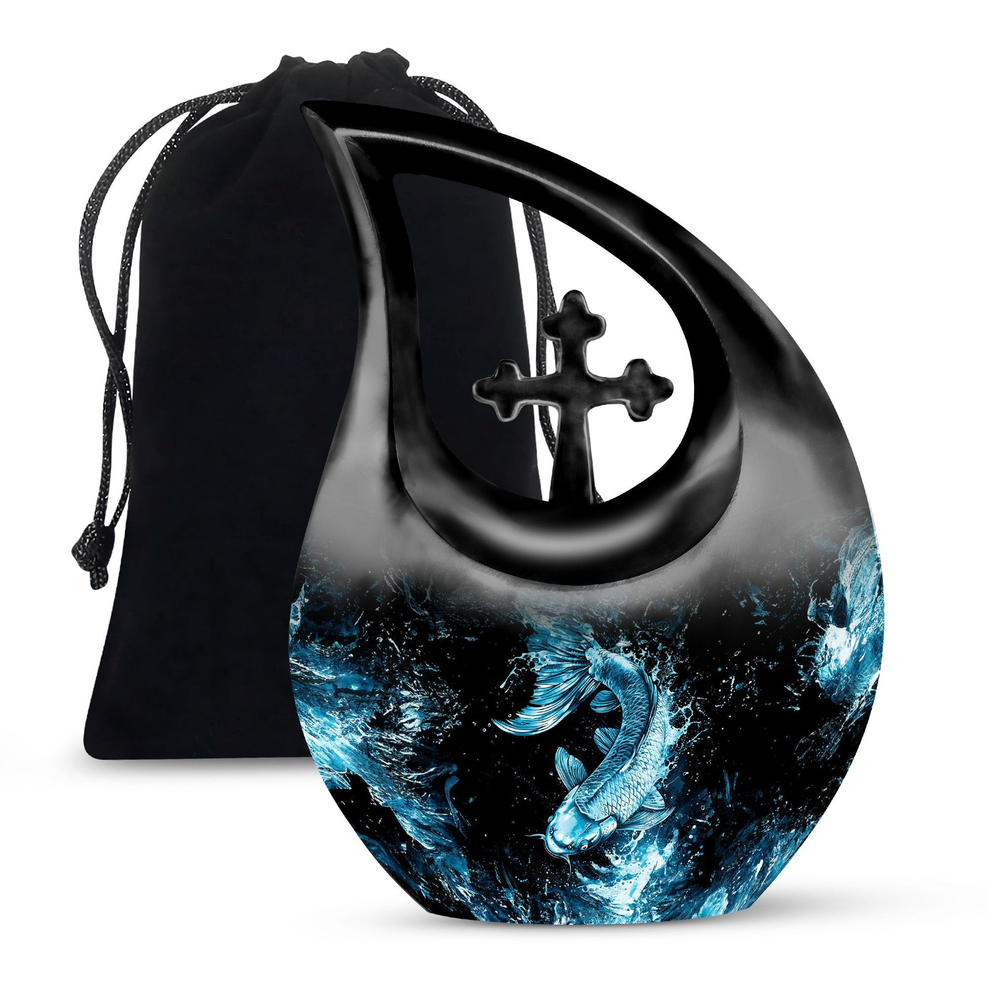 10-inch fish themed Cross Drop memorial urn,