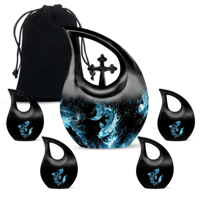 10-inch fish themed Cross Drop memorial urn,