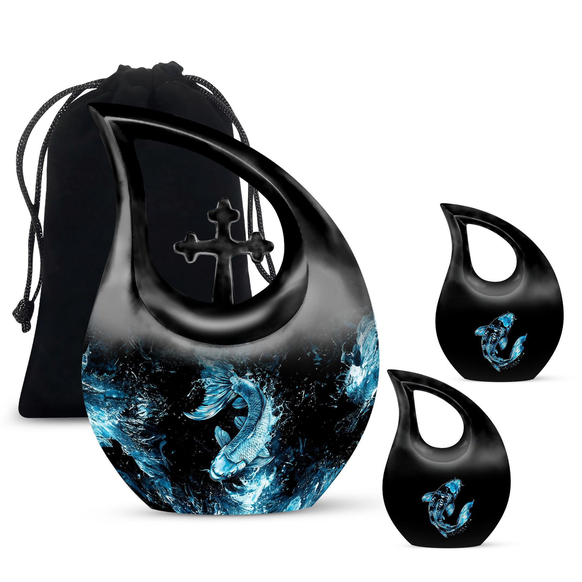 10-inch fish themed Cross Drop memorial urn,