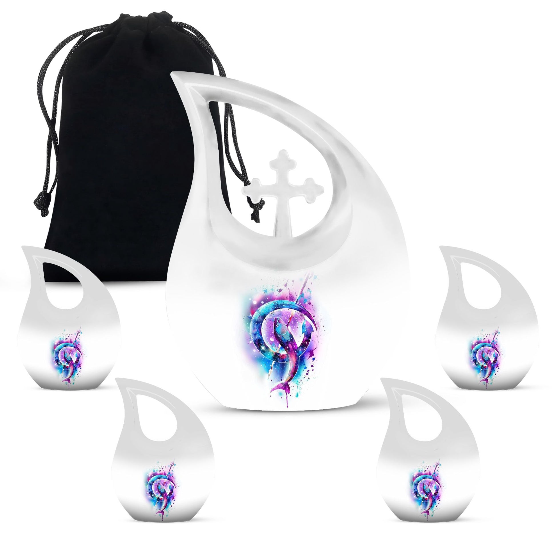 10-inch Fish-themed Cross Drop memorial urn