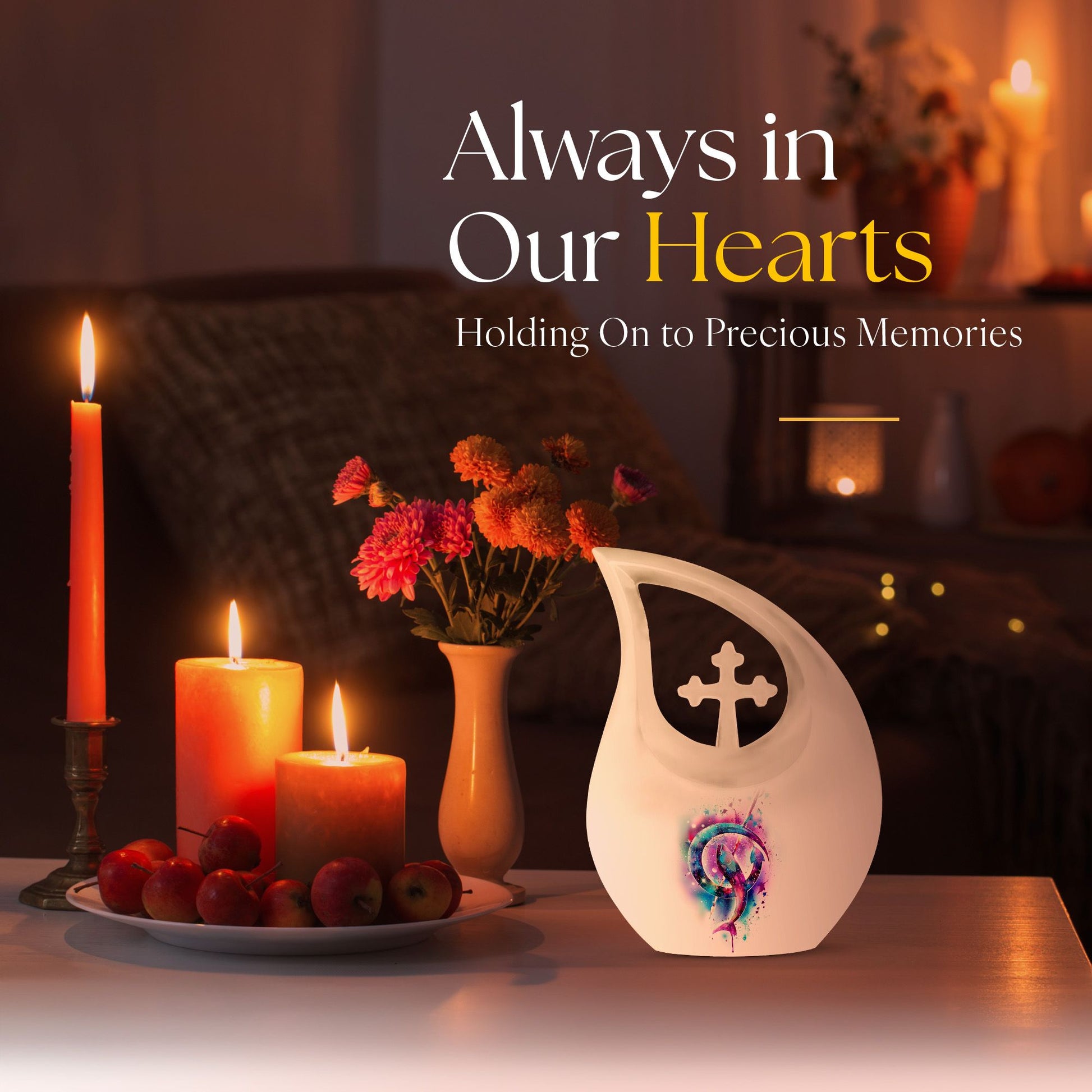 10-inch Fish-themed Cross Drop memorial urn