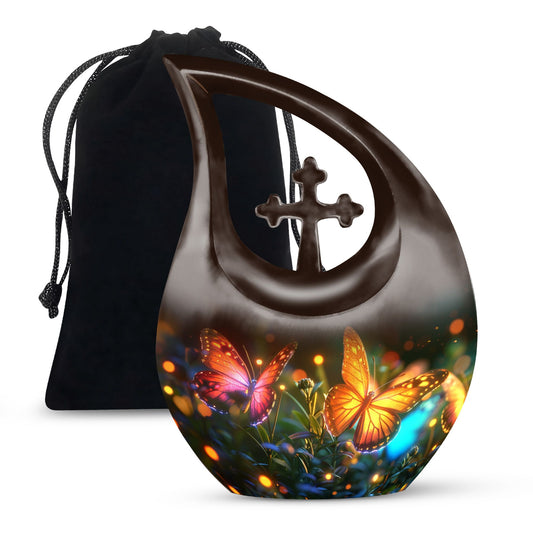 Cross Drop Butterfly Funeral Urn