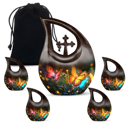 Cross Drop Butterfly Funeral Urn
