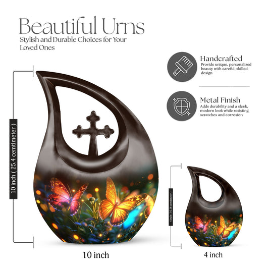 Cross Drop Butterfly Funeral Urn