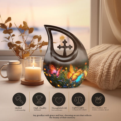 Cross Drop Butterfly Funeral Urn