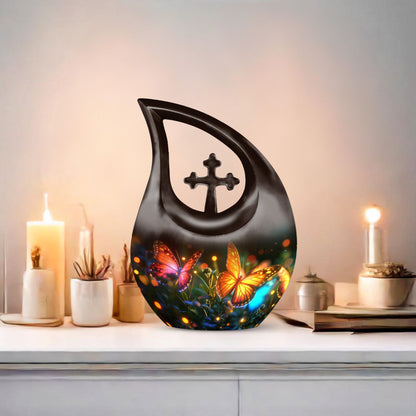Cross Drop Butterfly Funeral Urn