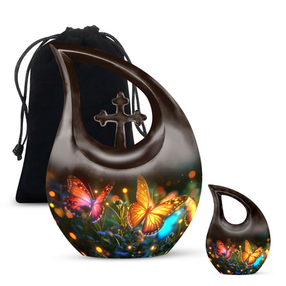 Cross Drop Butterfly Funeral Urn