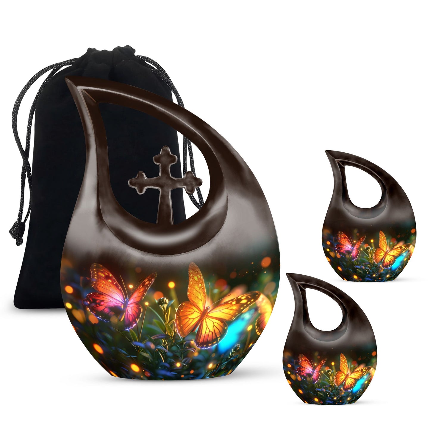 Cross Drop Butterfly Funeral Urn