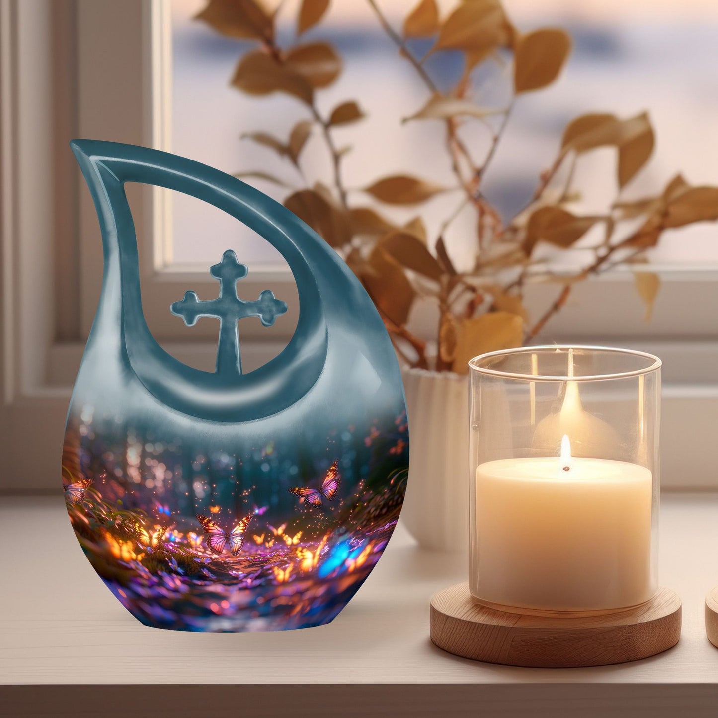 Cross Drop Butterfly Urn for ashes