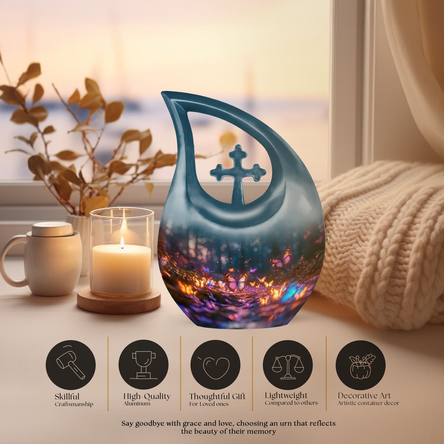 Cross Drop Butterfly Urn for ashes