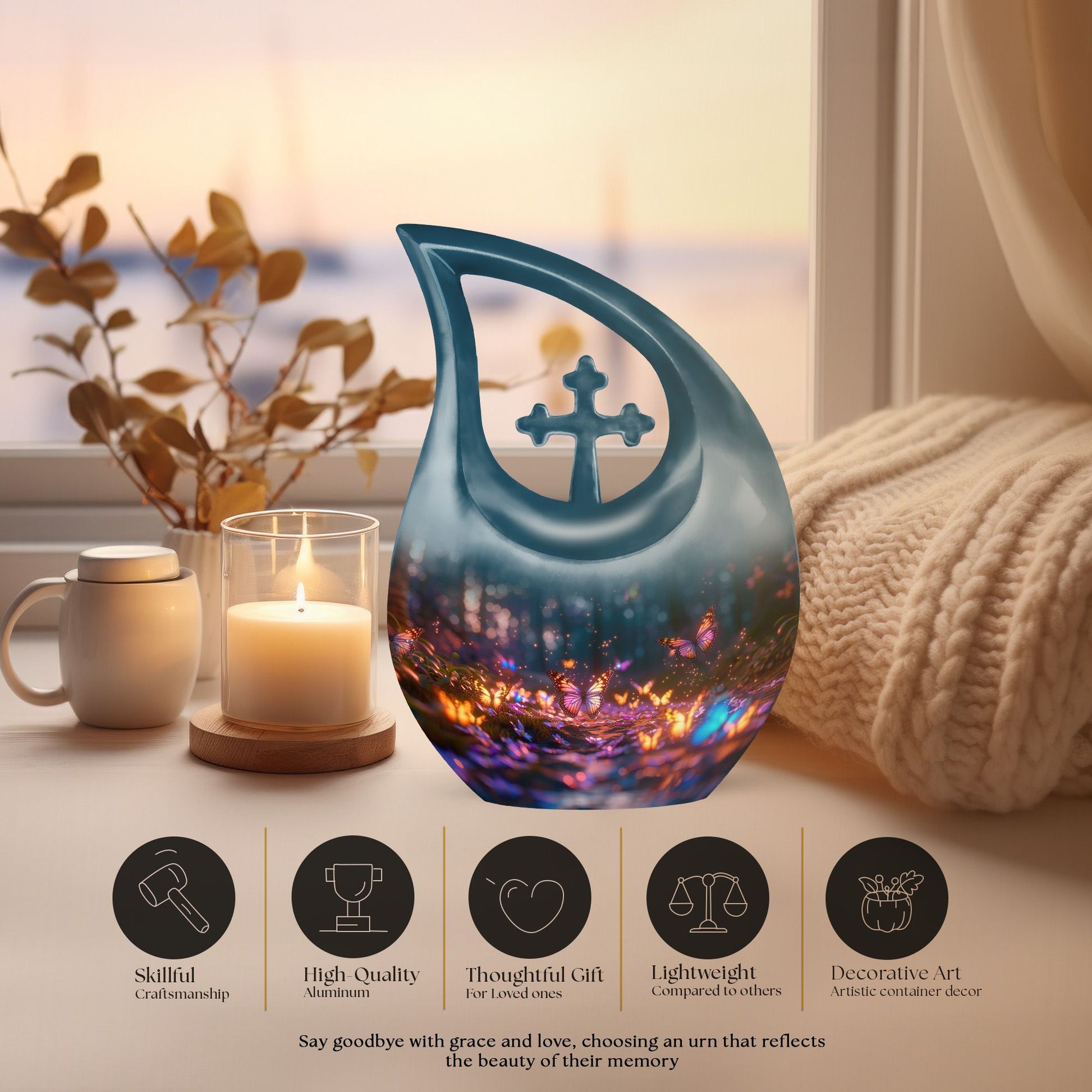 Cross Drop Butterfly Urn for ashes