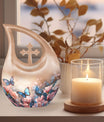Butterfly-themed Cross Drop Urn