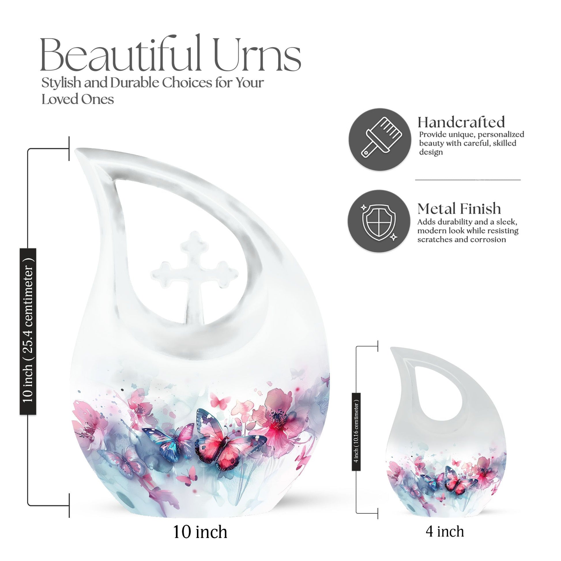 Butterfly theme Cross Drop Urn