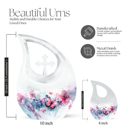 Butterfly theme Cross Drop Urn