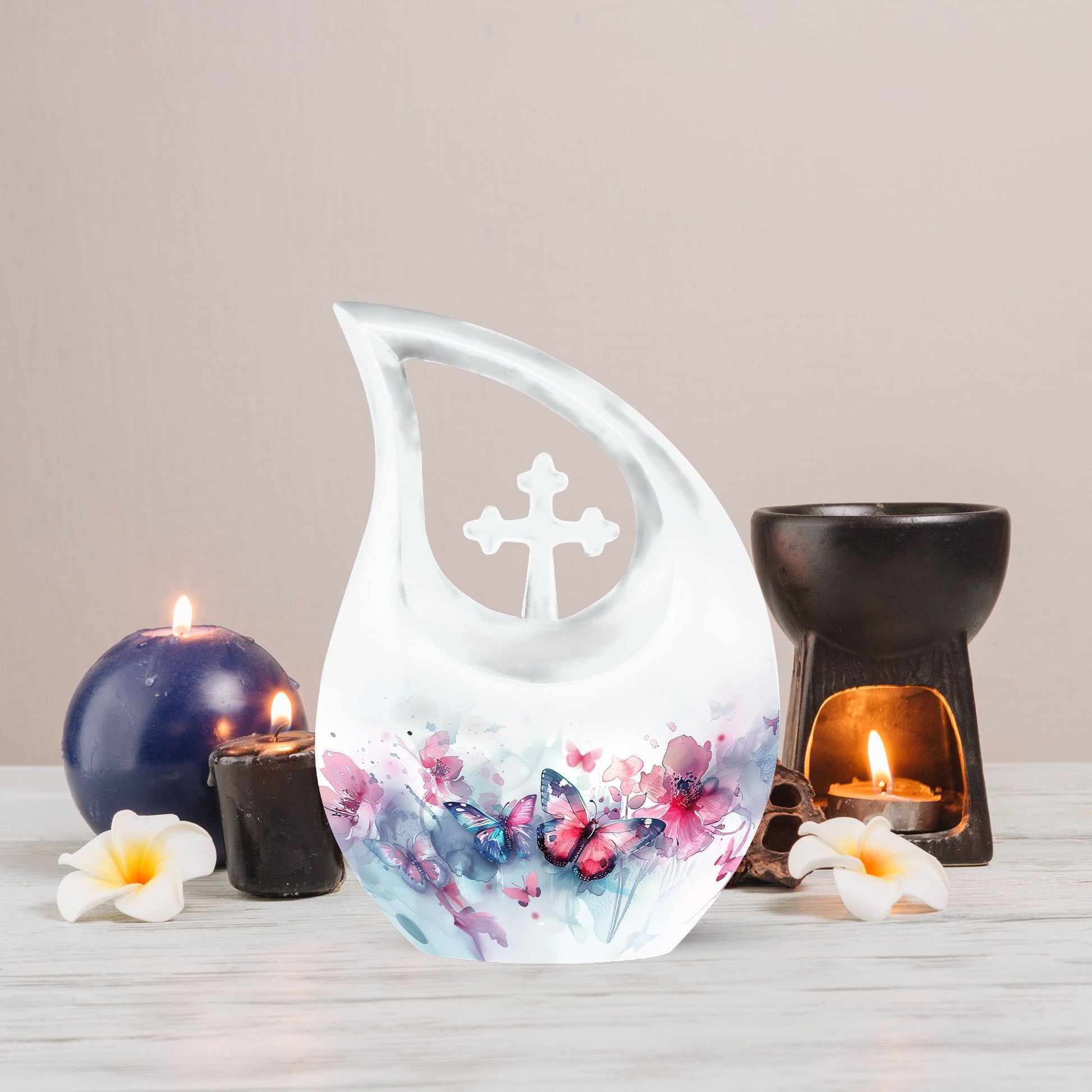 Butterfly theme Cross Drop Urn