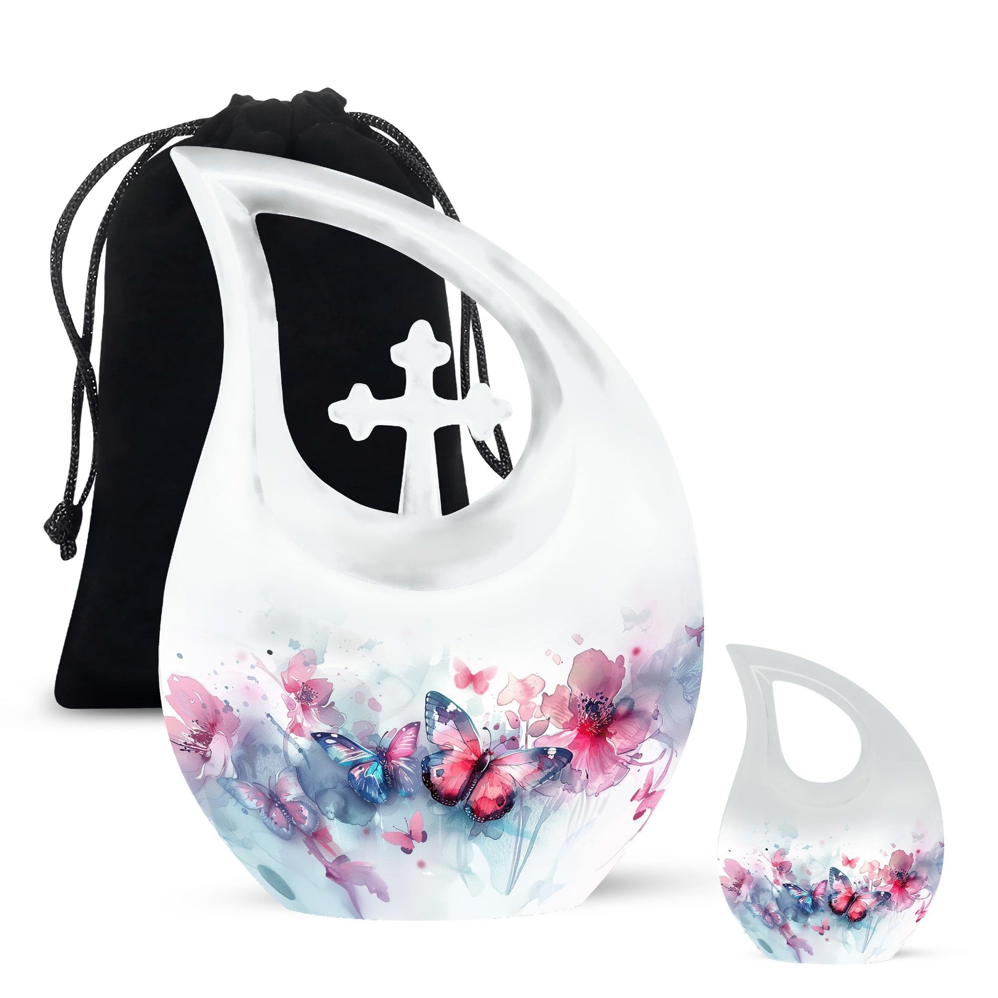 Butterfly theme Cross Drop Urn