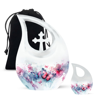Butterfly theme Cross Drop Urn