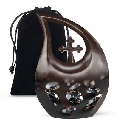 Diamond Cross Drop memorial urn